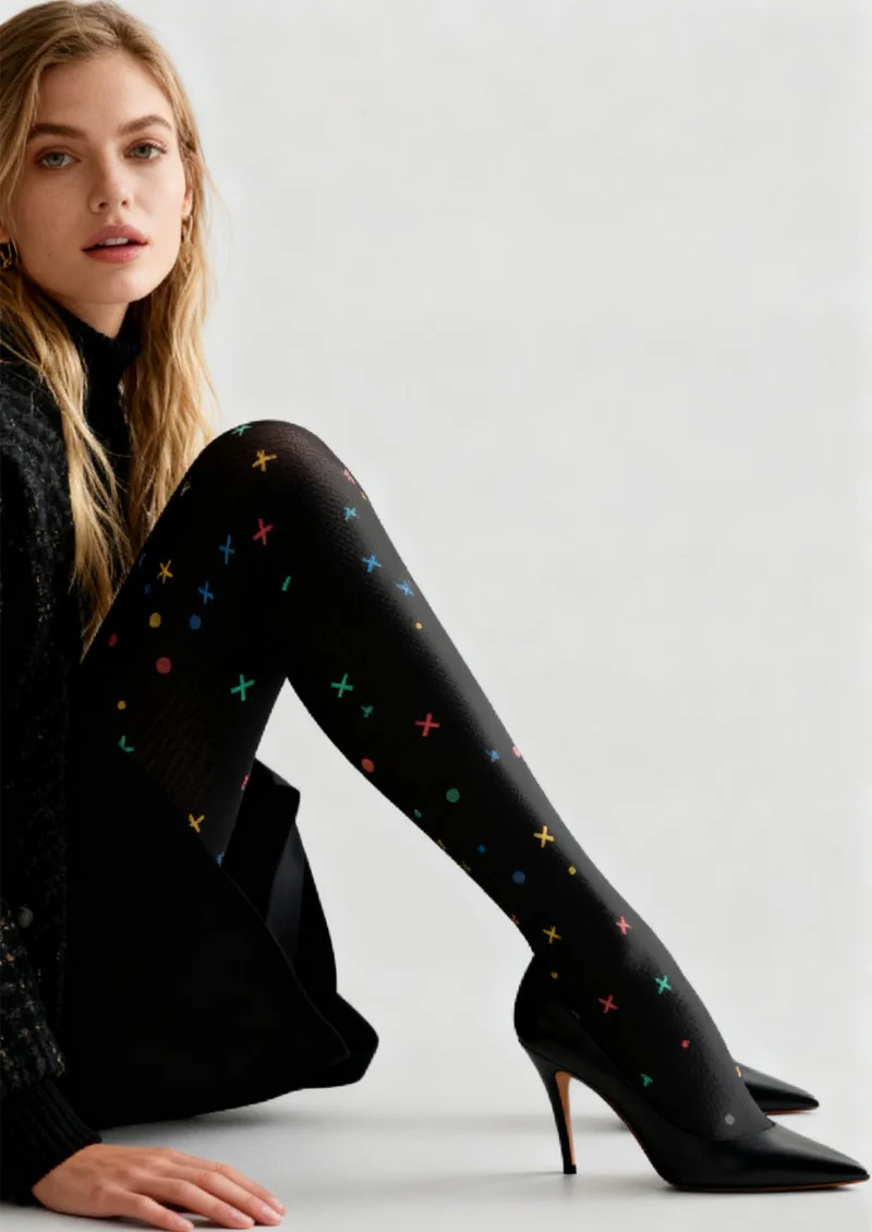 Viken Plan Color Speckle Dot Tights Hosiery Pantyhose - Image 2