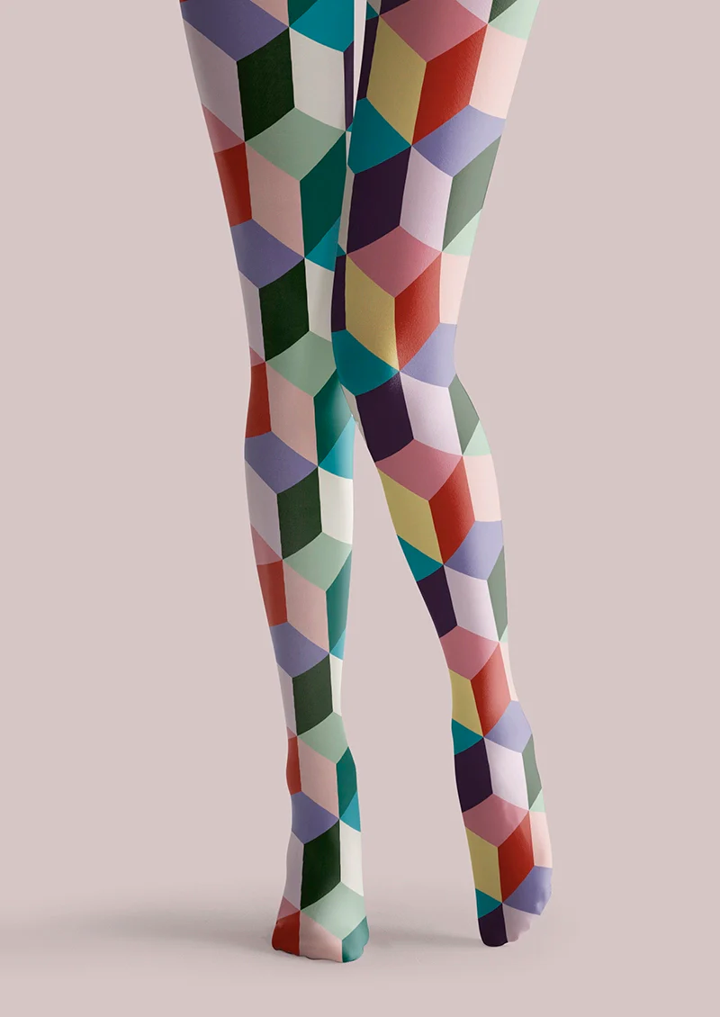 Viken Plan Colored Blocks Tights Hosiery Pantyhose - Image 3