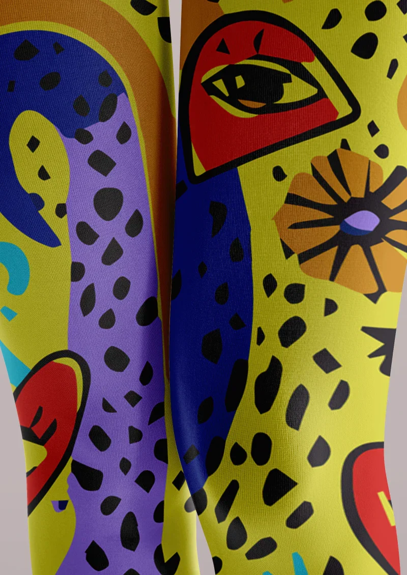 Viken Plan Colorful Abstract Art Tights Hosiery Pantyhose - Image 3
