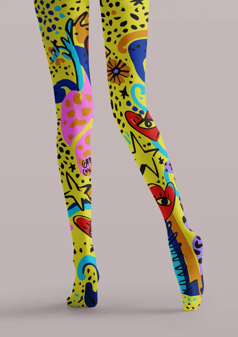 Viken Plan Colorful Abstract Art Tights Hosiery Pantyhose - Image 4