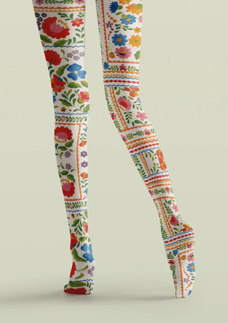 Viken Plan Colorful Ethnic Pattern Tights Hosiery Pantyhose - Image 3