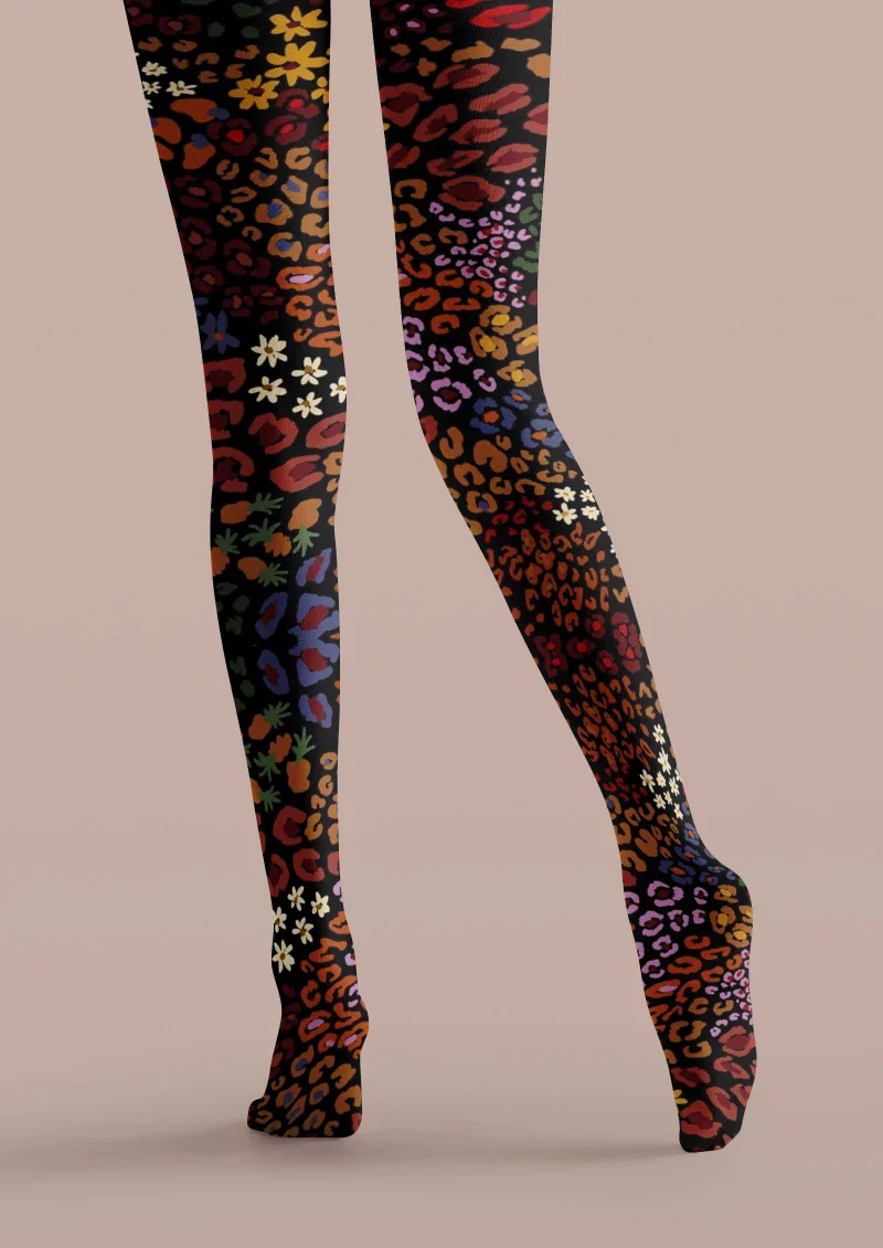 Viken Plan Colorful Floral Print Tights Hosiery Pantyhose