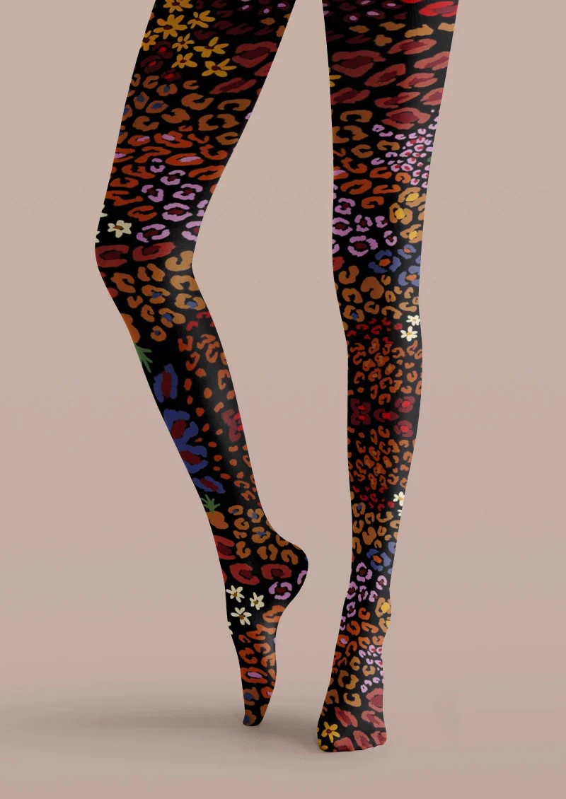 Viken Plan Colorful Floral Print Tights Hosiery Pantyhose - Image 3