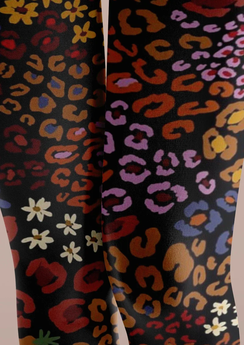 Viken Plan Colorful Floral Print Tights Hosiery Pantyhose - Image 4