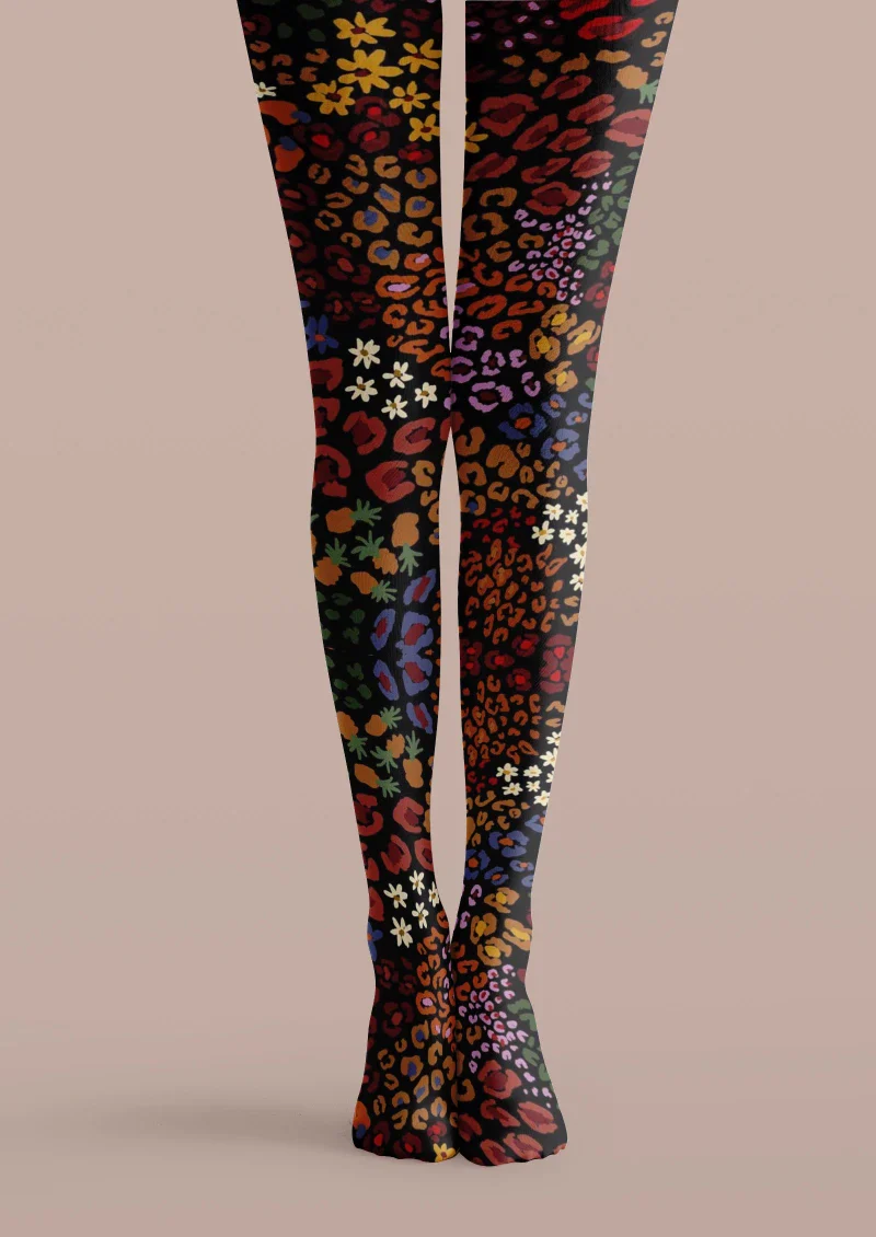 Viken Plan Colorful Floral Print Tights Hosiery Pantyhose - Image 5