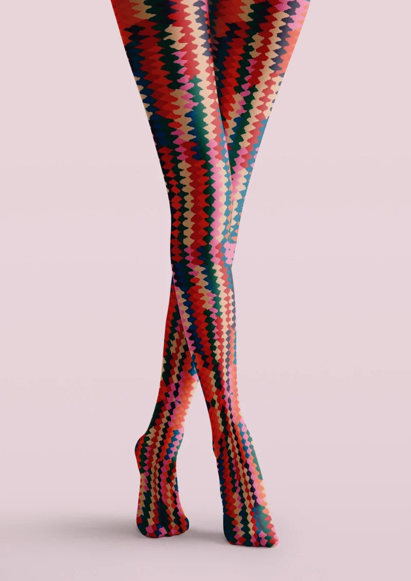Viken Plan Colorful Geometric Striped Tights Hosiery Pantyhose