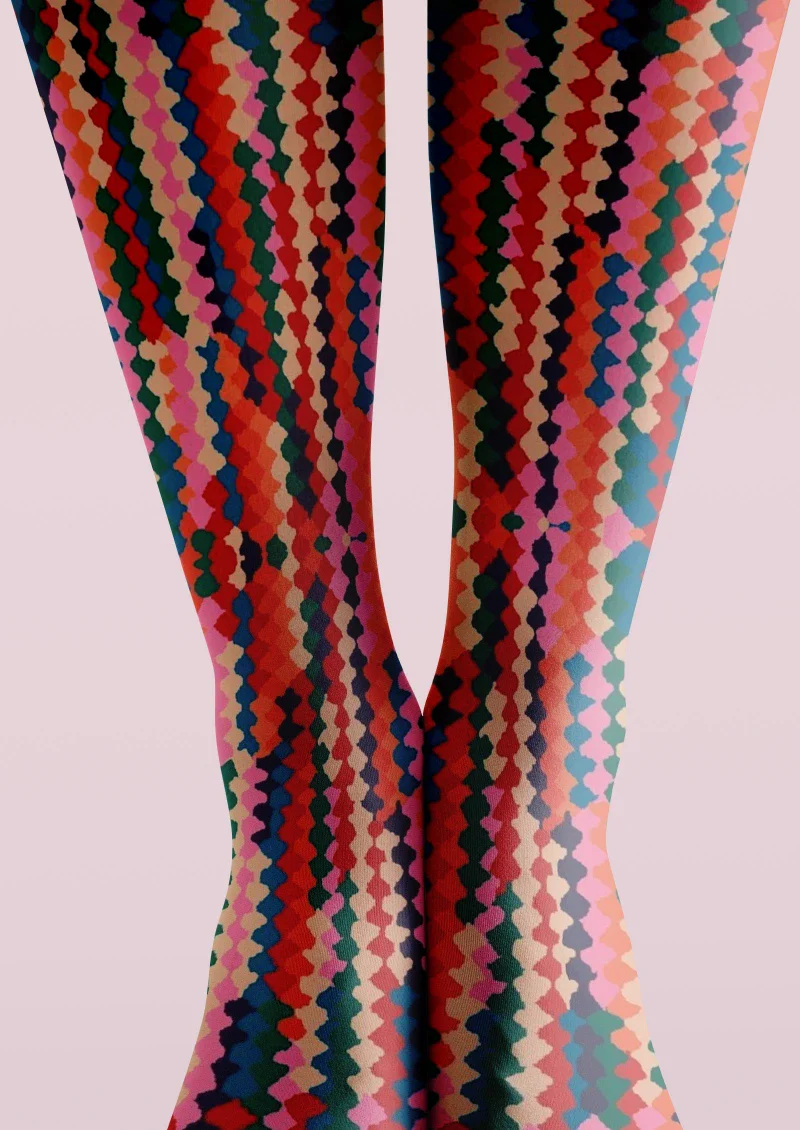 Viken Plan Colorful Geometric Striped Tights Hosiery Pantyhose - Image 3