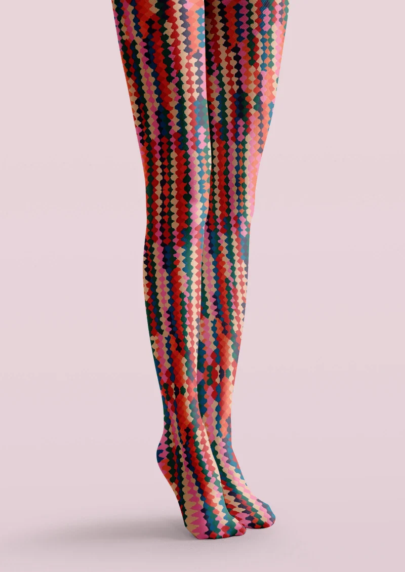 Viken Plan Colorful Geometric Striped Tights Hosiery Pantyhose - Image 5
