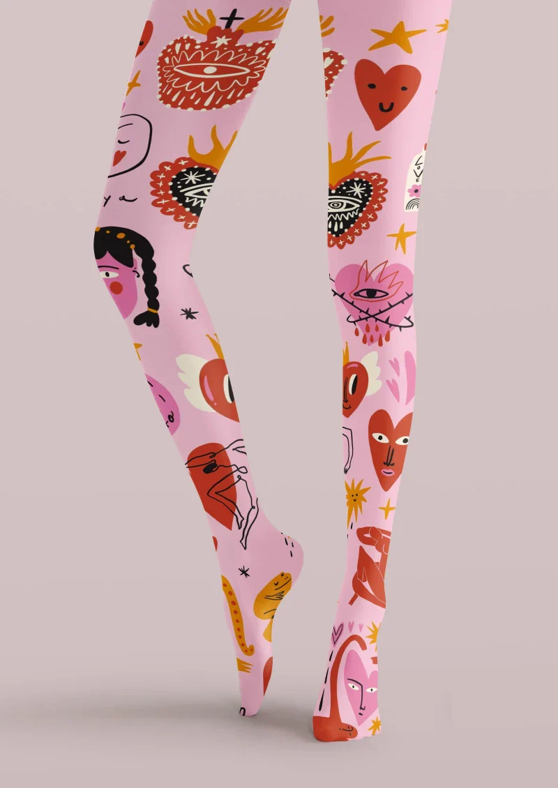 Viken Plan Valentine's Day Colorful Heart Graphic Tights Hosiery Pantyhose - Image 4