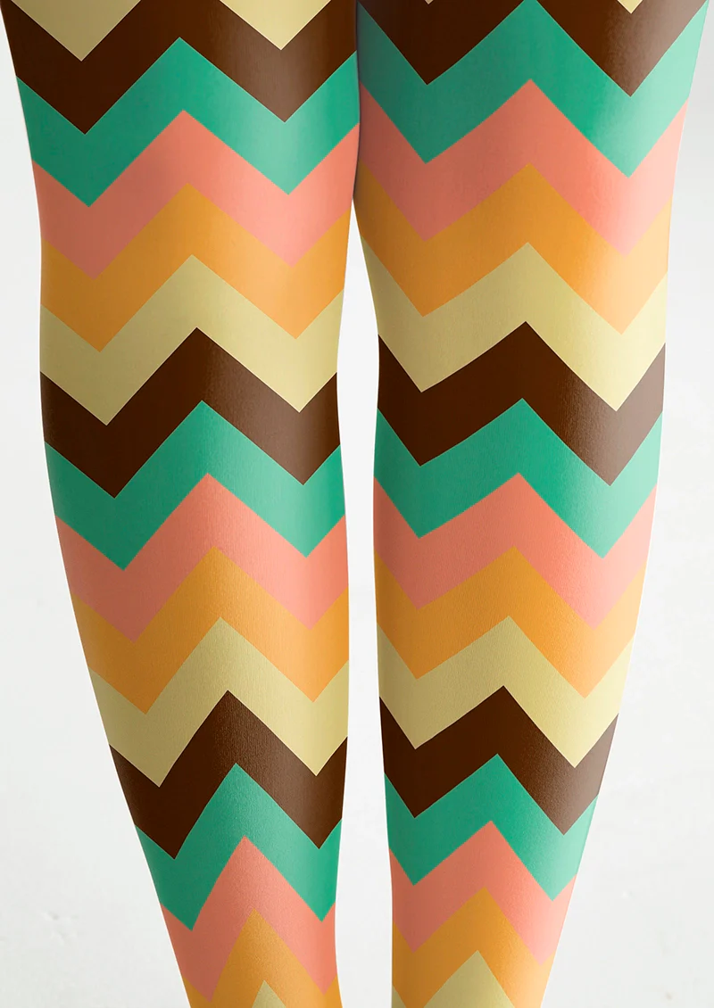 Viken Plan Colorful Jagged Stripes Tights Hosiery Pantyhose - Image 5