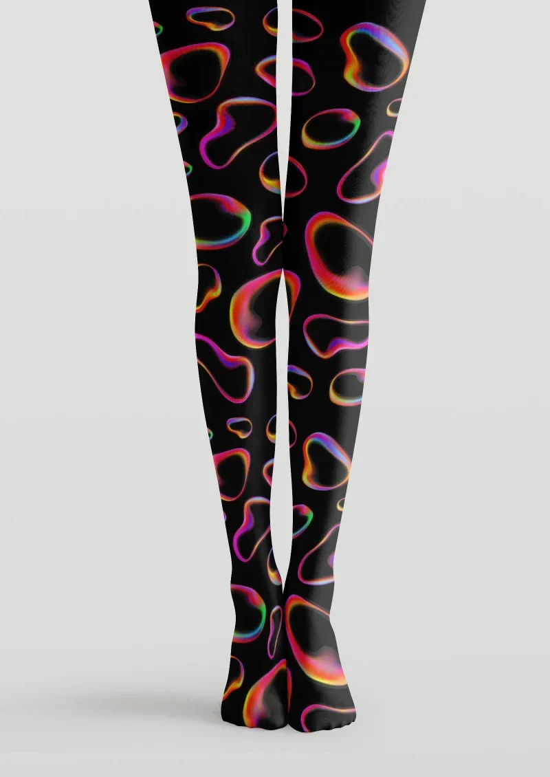 Viken Plan Colorful Neon Line Tights Hosiery Pantyhose