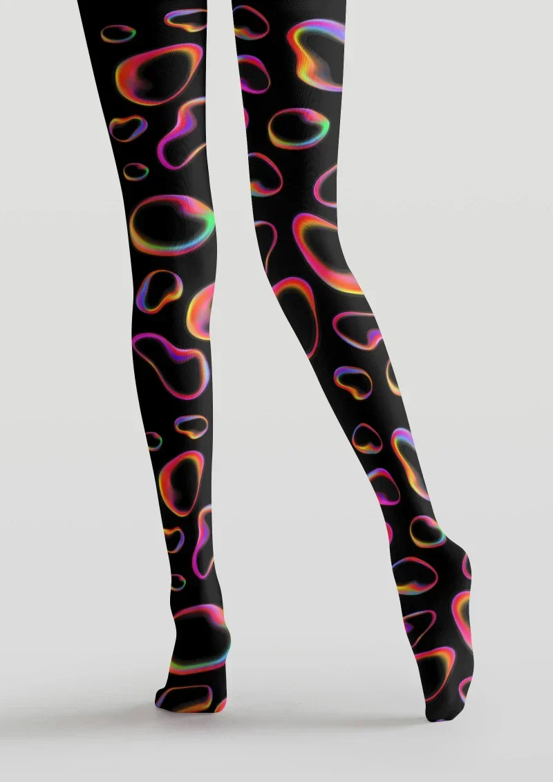 Viken Plan Colorful Neon Line Tights Hosiery Pantyhose - Image 3