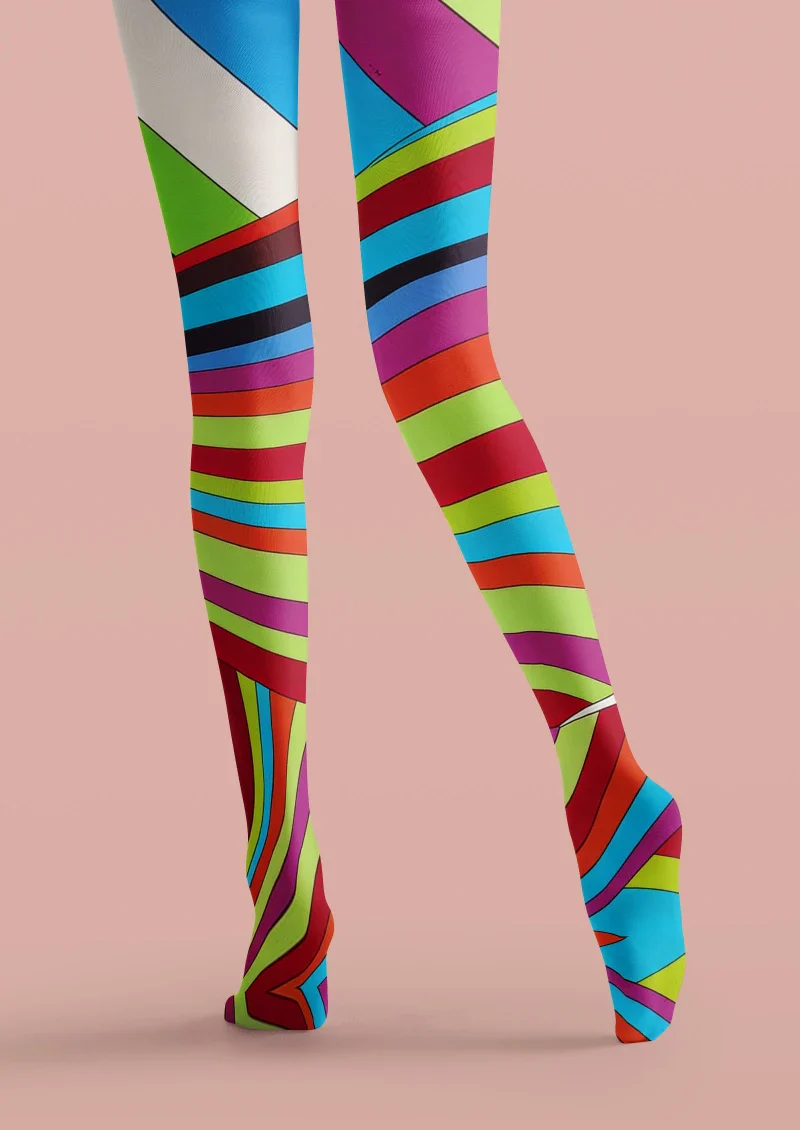 Viken Plan Colorful Striped Geometric Tights Hosiery Pantyhose
