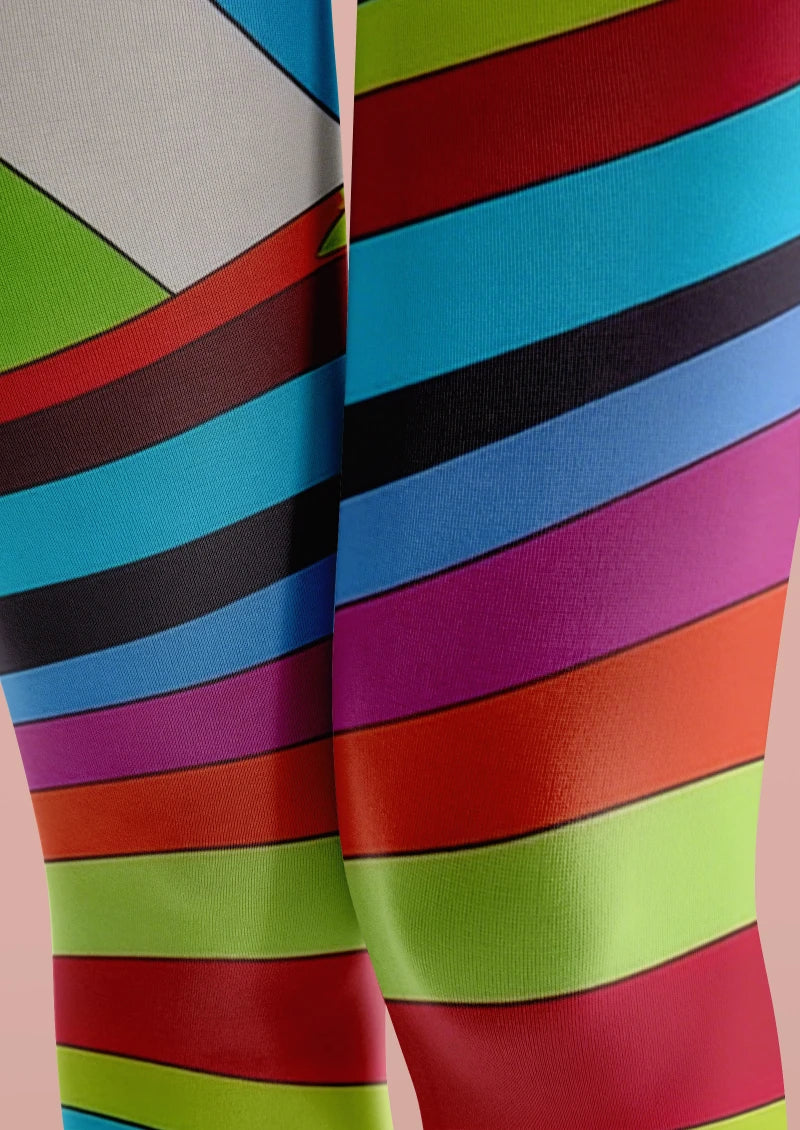 Viken Plan Colorful Striped Geometric Tights Hosiery Pantyhose - Image 3