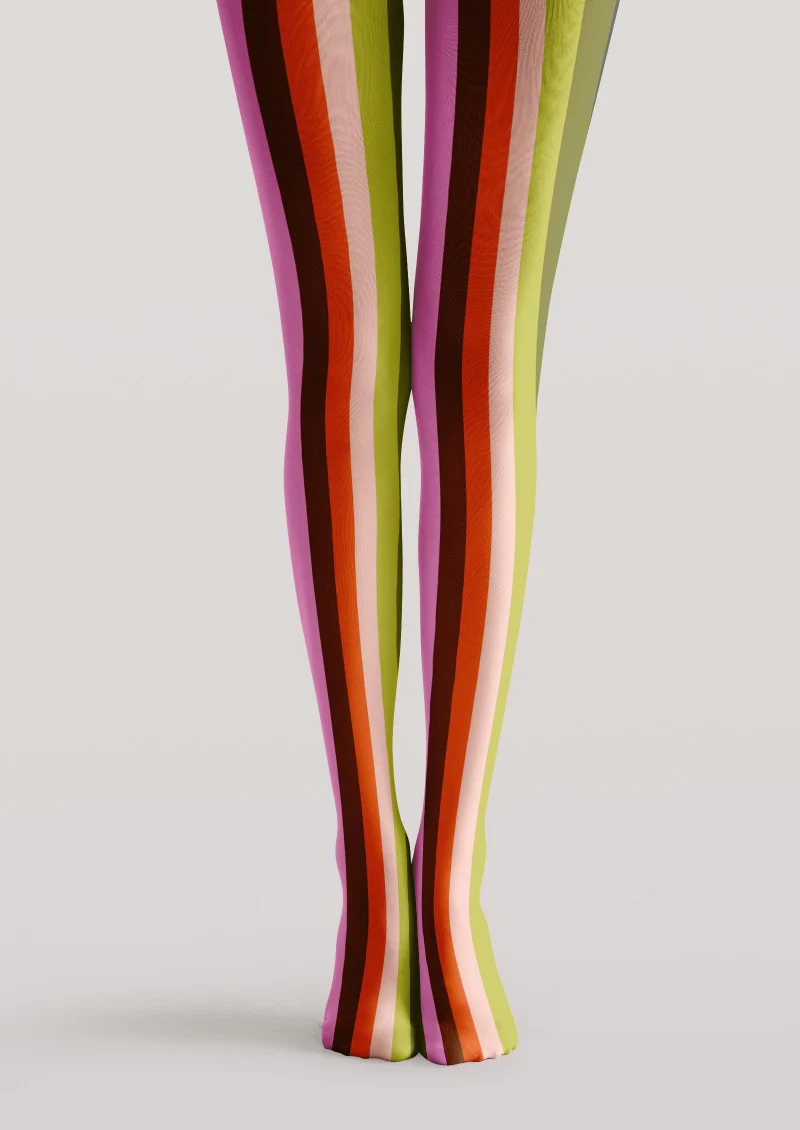 Viken Plan Colorful Vertical Striped Tights Hosiery Pantyhose