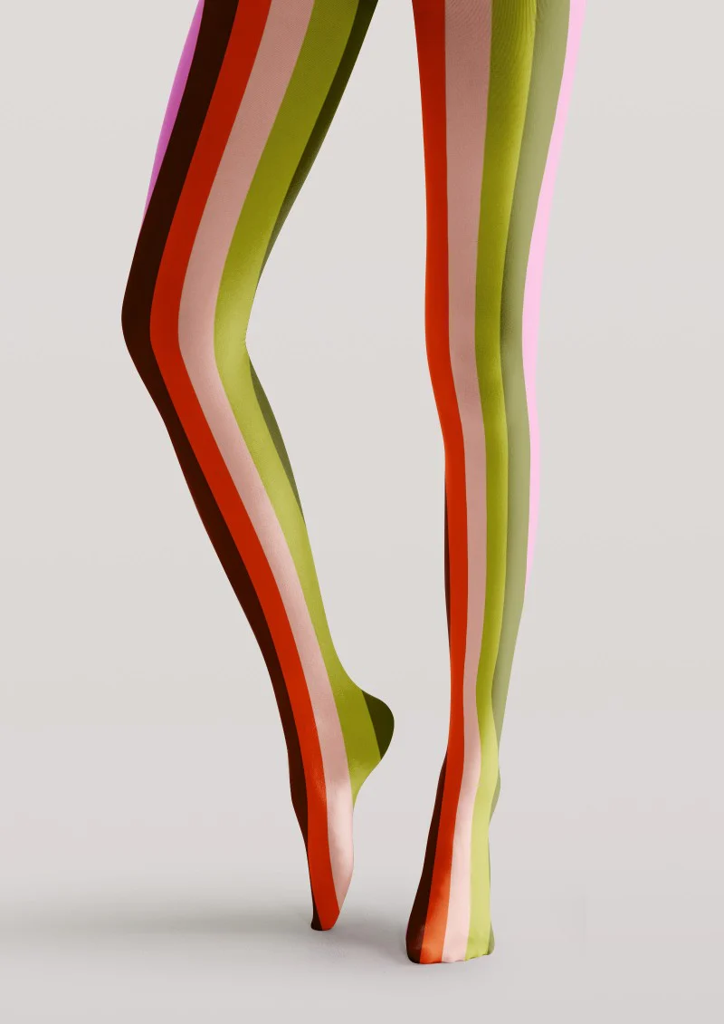 Viken Plan Colorful Vertical Striped Tights Hosiery Pantyhose - Image 3