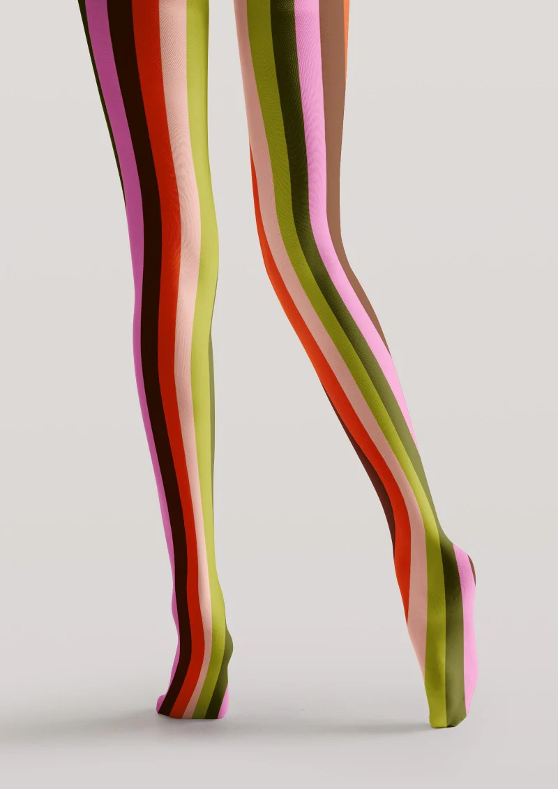Viken Plan Colorful Vertical Striped Tights Hosiery Pantyhose - Image 4