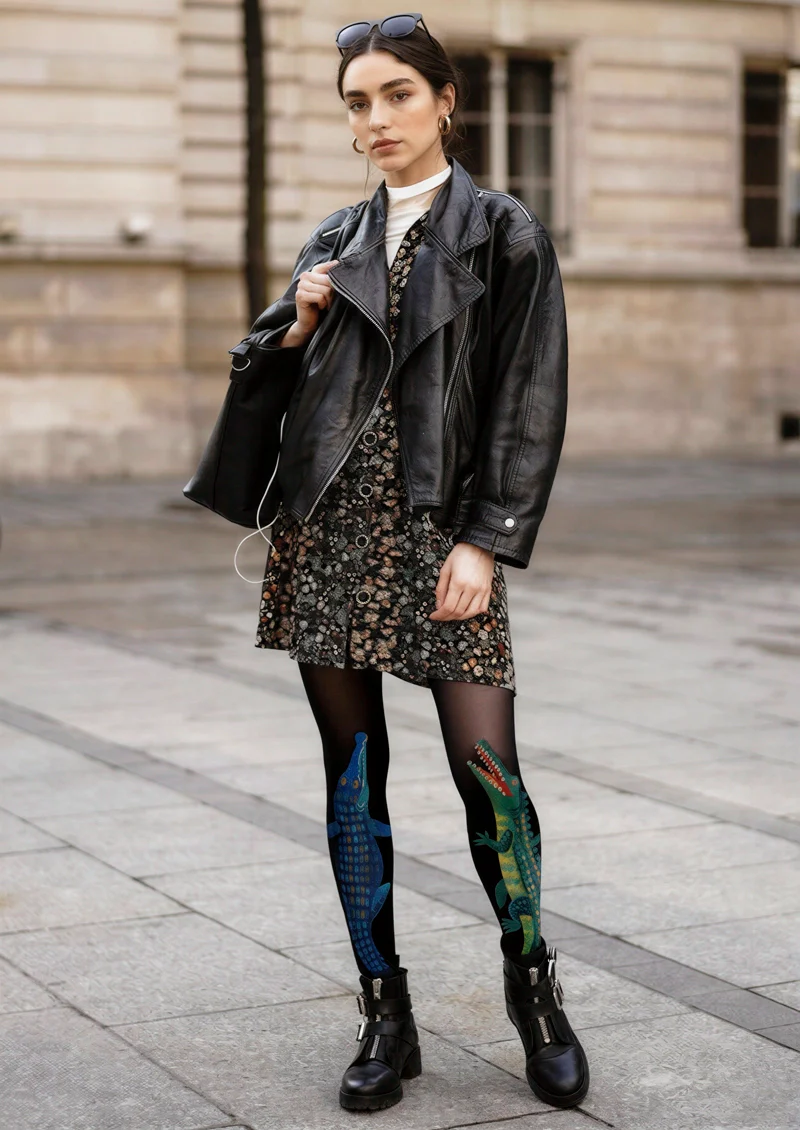Viken Plan Crocodile Tights Hosiery Pantyhose - Image 2