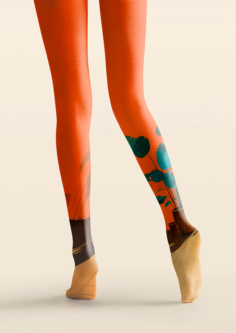 Viken Plan Curled Cat in Warm Light Tights Hosiery Pantyhose - Image 4