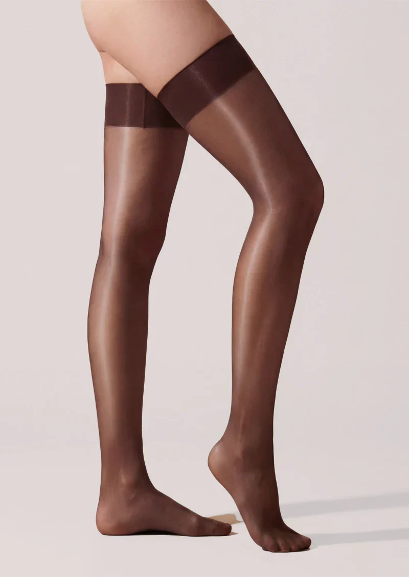 Viken Plan Dark Gold Shiny & Night Matte Sexy Thigh-High Stockings Hosiery - Image 18