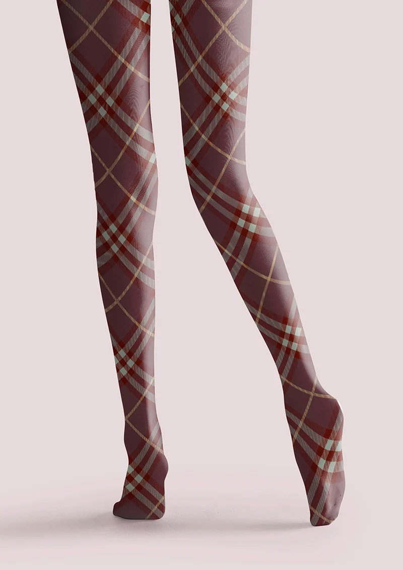 Viken Plan Dark Purple Maillard Check Tights Hosiery Pantyhose - Image 4