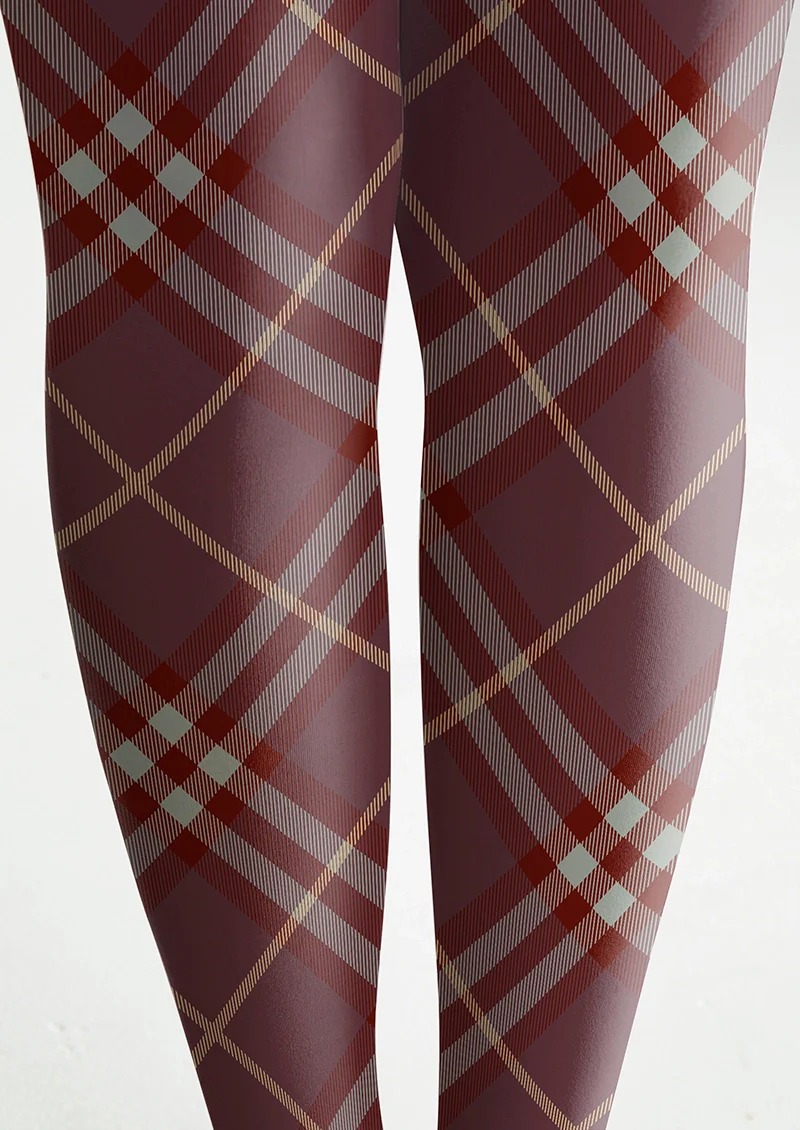 Viken Plan Dark Purple Maillard Check Tights Hosiery Pantyhose - Image 5