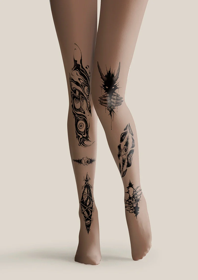 Viken Plan Dark Rift Tattoo Tights Hosiery Pantyhose