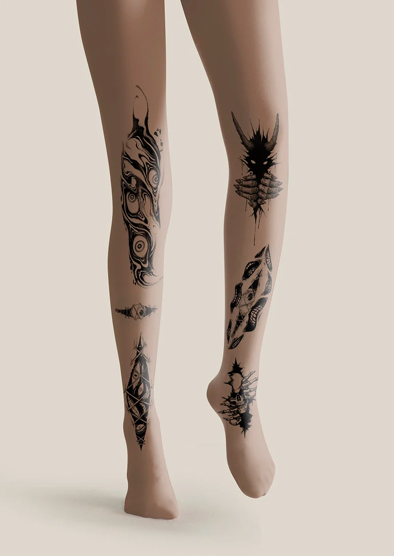 Viken Plan Dark Rift Tattoo Tights Hosiery Pantyhose - Image 3