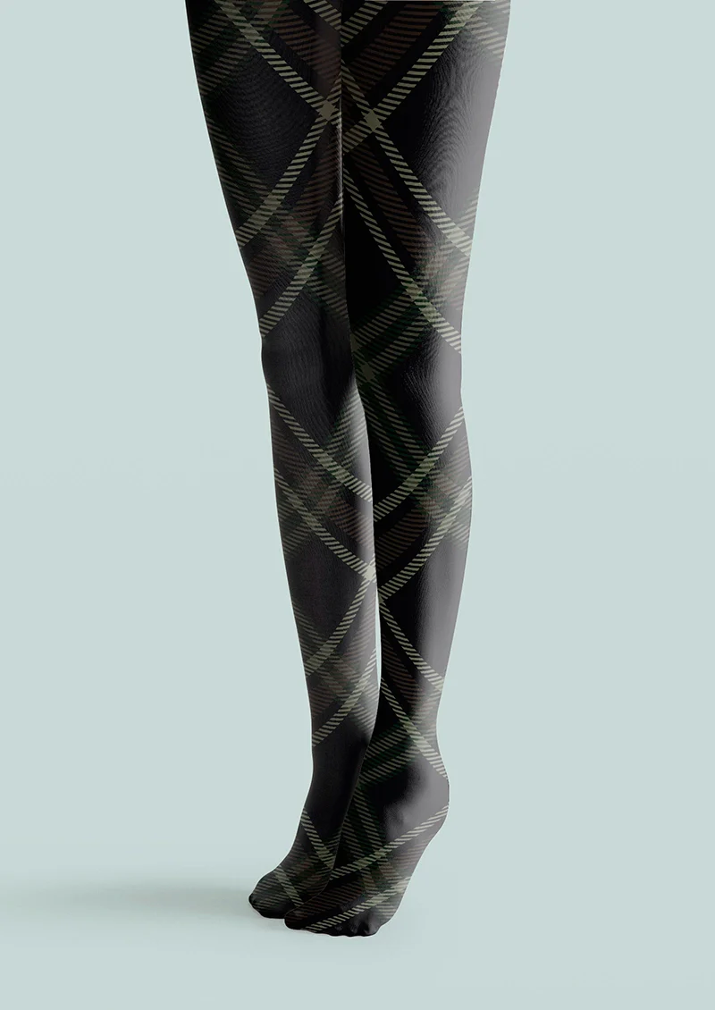 Viken Plan Darkness Check Plaid Tights Hosiery Pantyhose