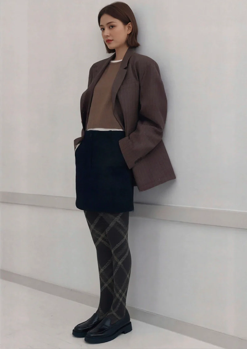 Viken Plan Darkness Check Plaid Tights Hosiery Pantyhose - Image 2
