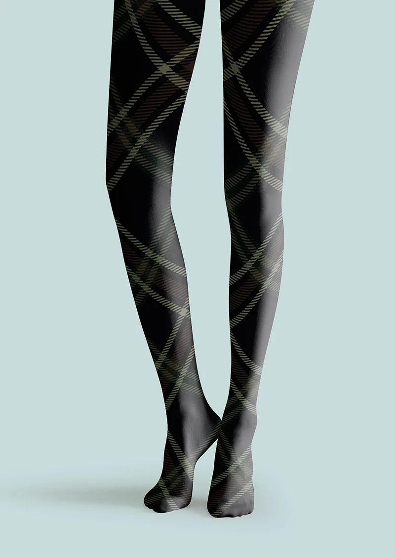 Viken Plan Darkness Check Plaid Tights Hosiery Pantyhose - Image 3