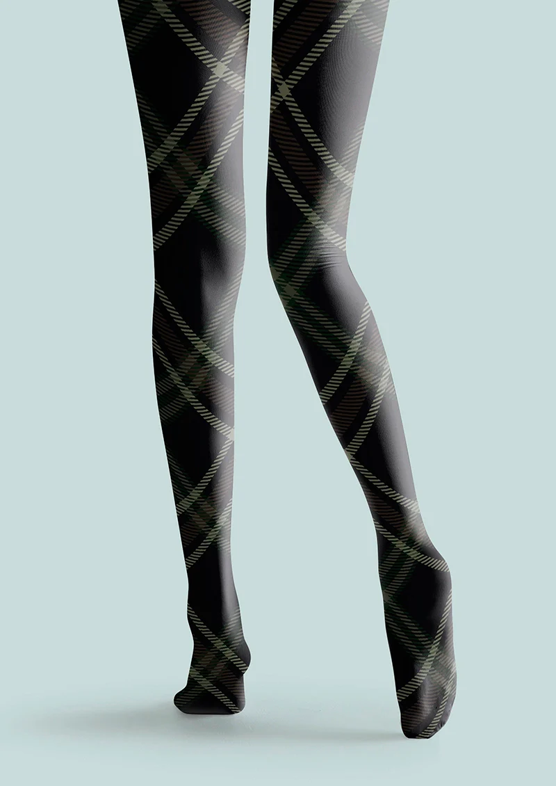 Viken Plan Darkness Check Plaid Tights Hosiery Pantyhose - Image 4