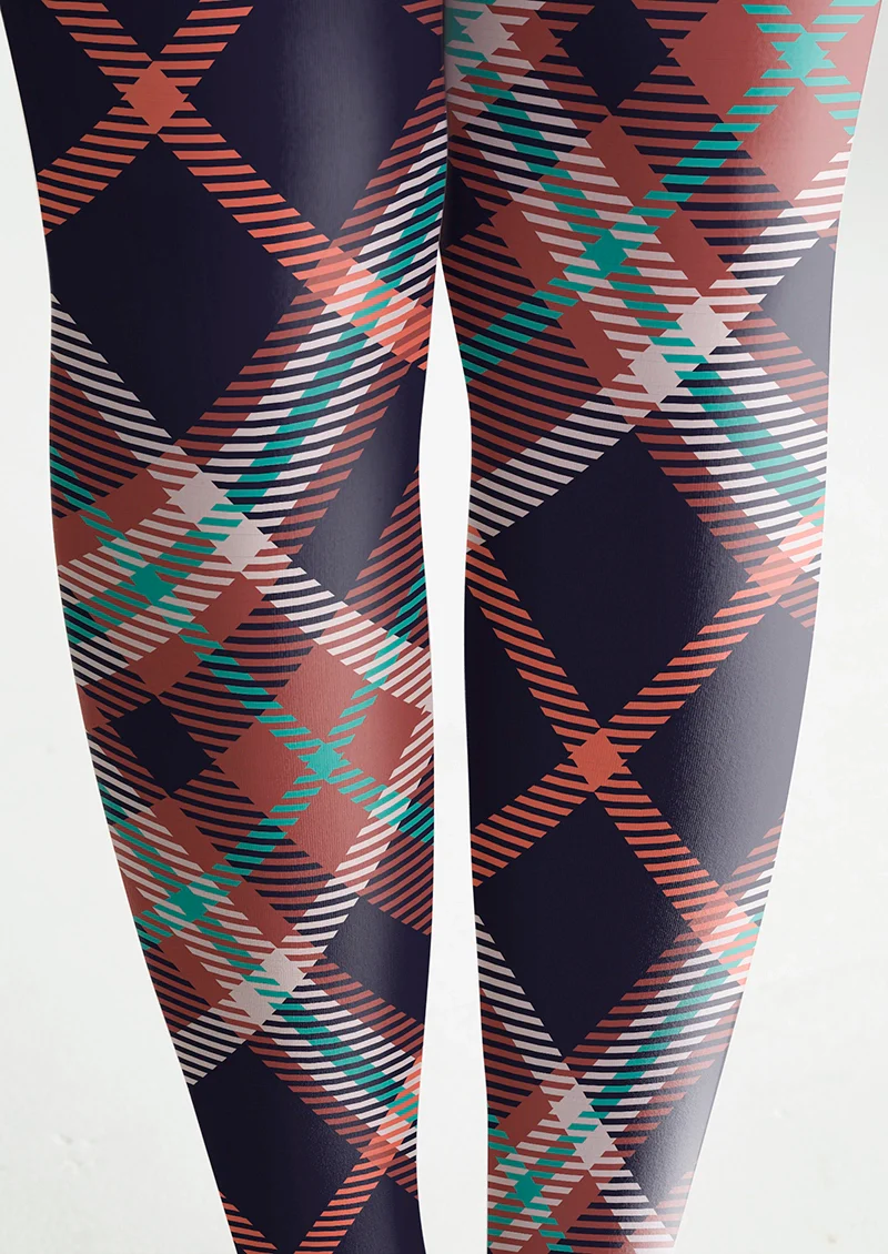 Viken Plan Deep Blue-red Striped Check Tights Hosiery Pantyhose - Image 5