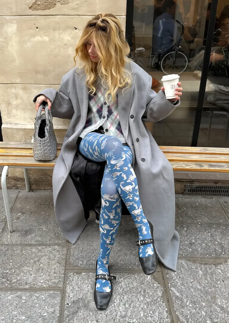 Viken Plan Dinosaurs Imprint Tights Hosiery Pantyhose - Image 2