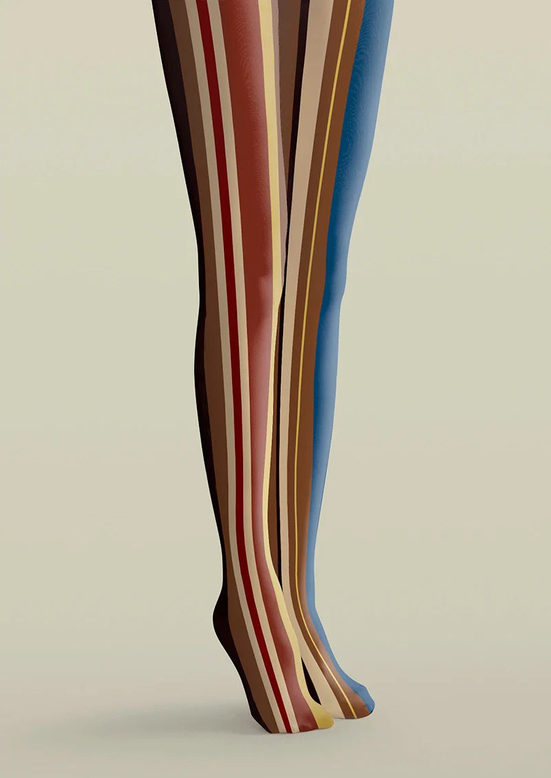 Viken Plan Yesterday Rhythm Retro Striped Tights Hosiery Pantyhose - Image 5
