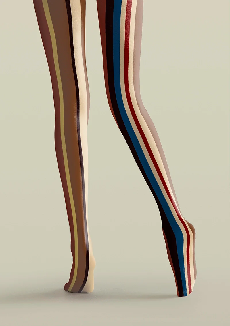 Viken Plan Yesterday Rhythm Retro Striped Tights Hosiery Pantyhose - Image 6