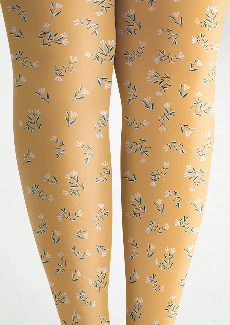 Viken Plan Light yellow Dainty florals Tights Hosiery Pantyhose - Image 6