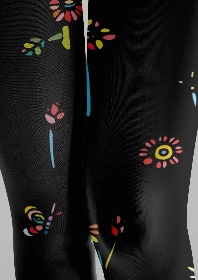 Viken Plan Floral Print Graphic Tights Hosiery Pantyhose - Image 3