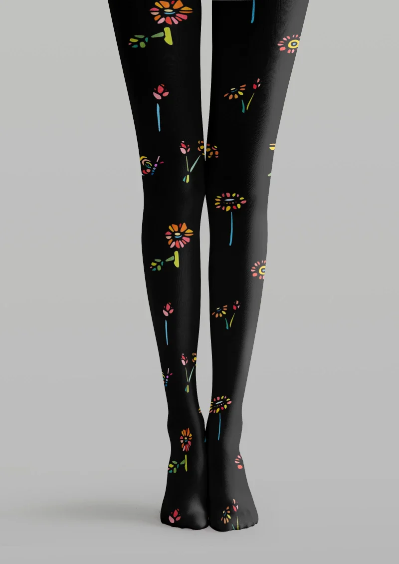 Viken Plan Floral Print Graphic Tights Hosiery Pantyhose - Image 4