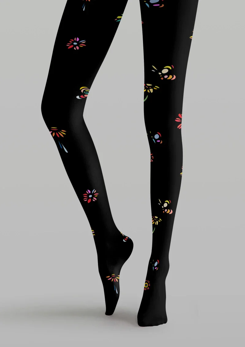 Viken Plan Floral Print Graphic Tights Hosiery Pantyhose - Image 5
