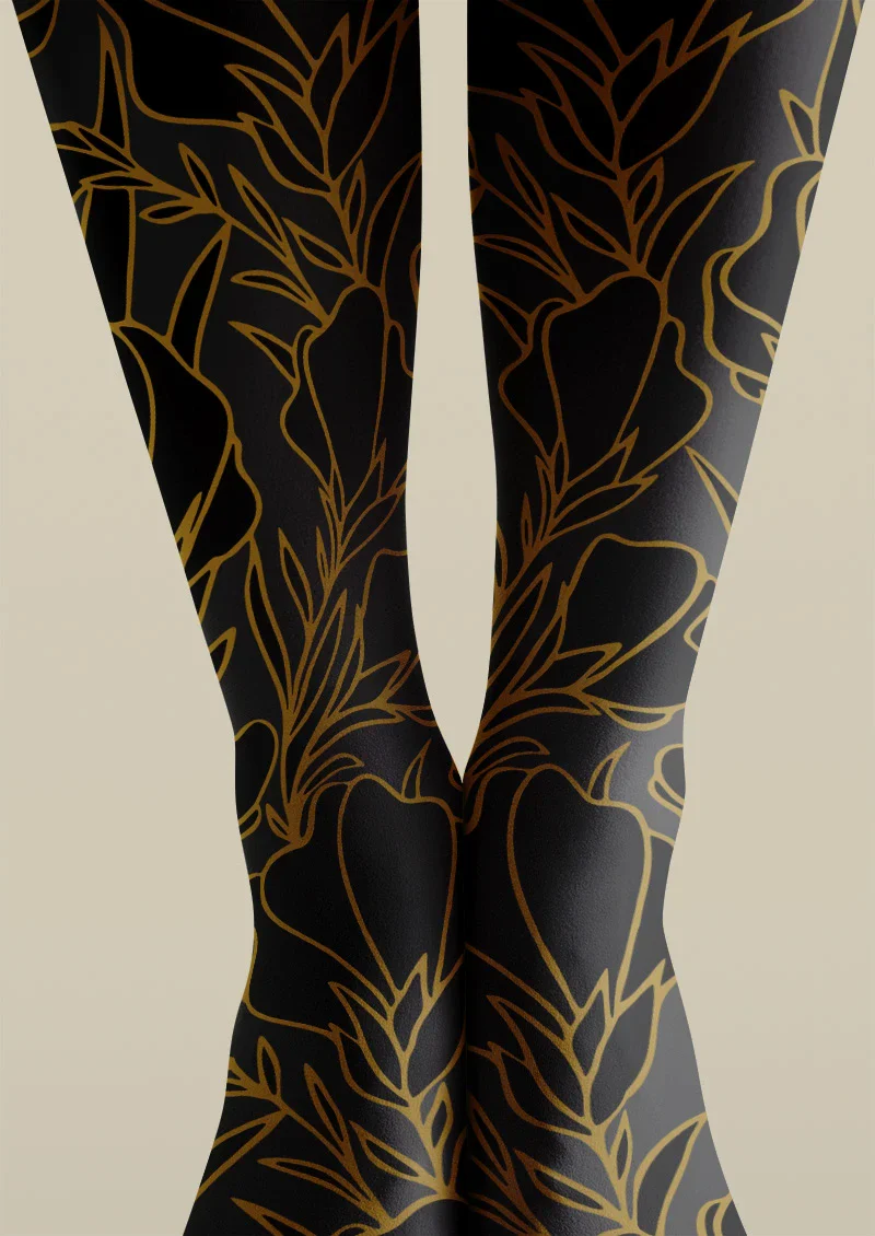 Viken Plan Floral Print Tights Hosiery Pantyhose - Image 5
