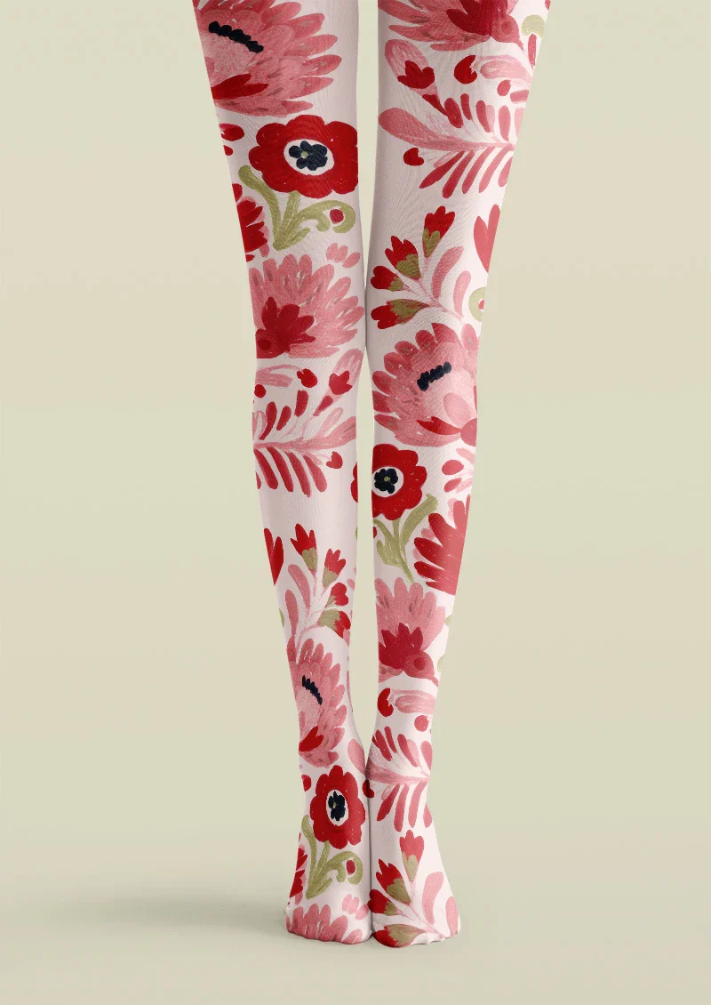 Viken Plan Coral Bloom Tights Hosiery Pantyhose