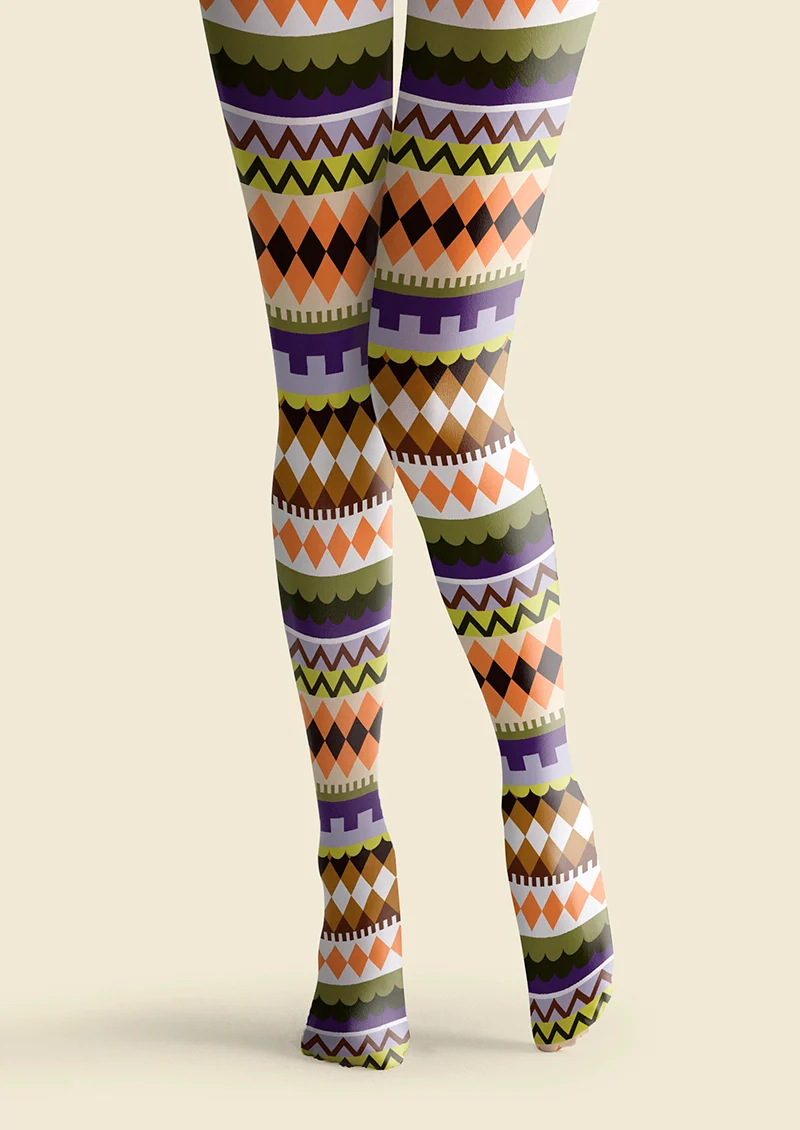 Viken Plan Folkloric Palette Tights Hosiery Pantyhose
