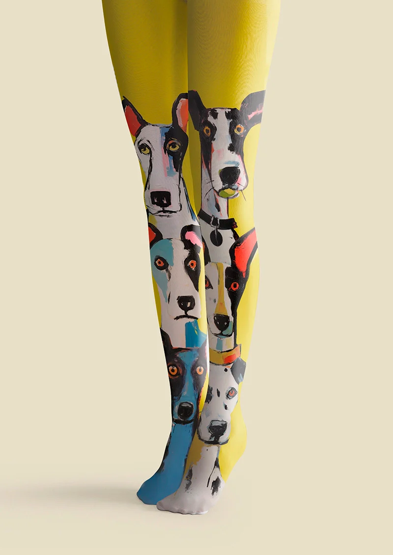 Viken Plan Dog Narrative Patterned Tights Hosiery Pantyhose - Image 3