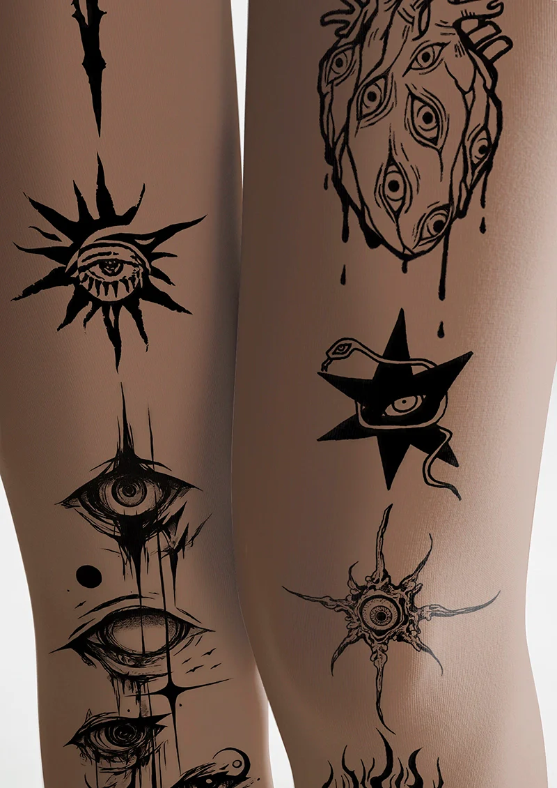 Viken Plan gaze into the abyss tattoo Tights Hosiery Pantyhose - Image 5