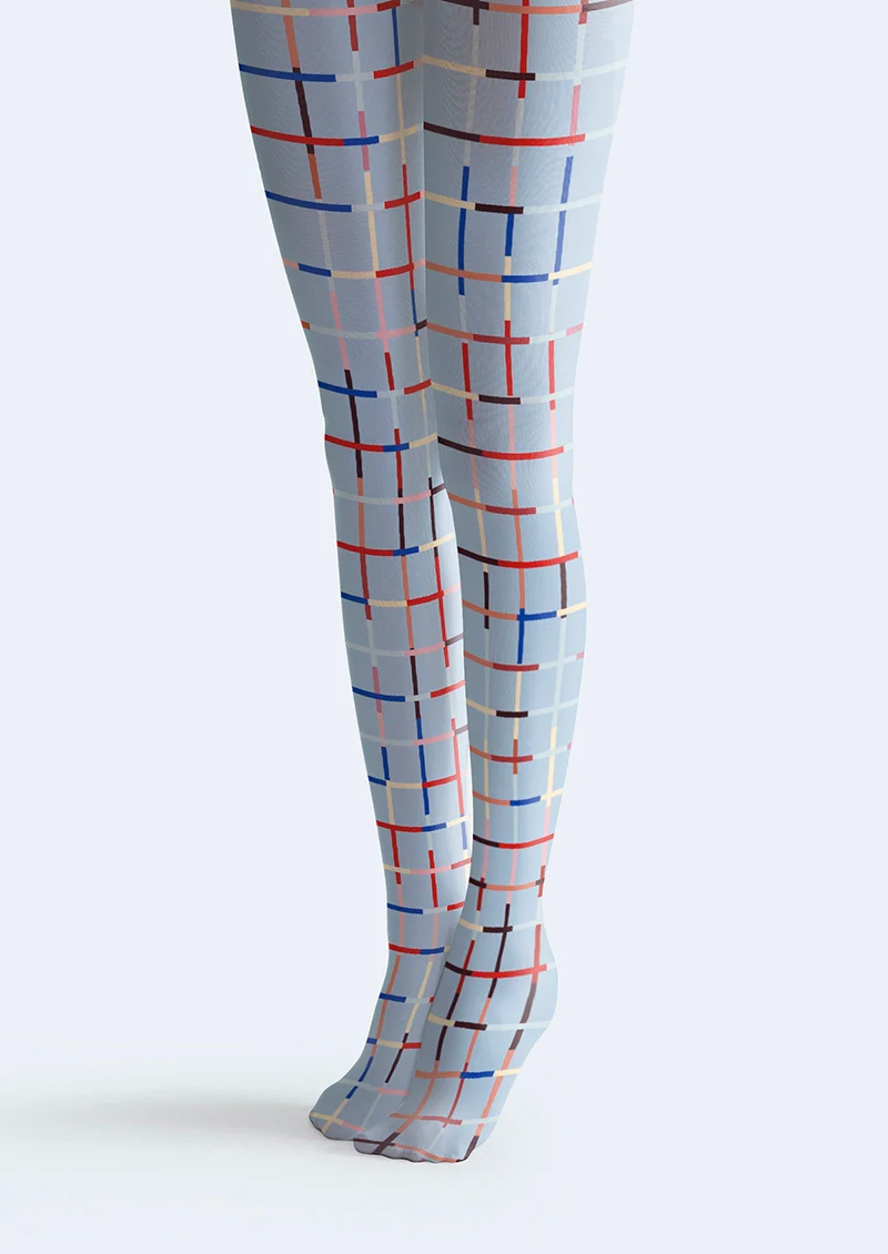 Viken Plan Geometric Blues Tights Hosiery Pantyhose - Image 3