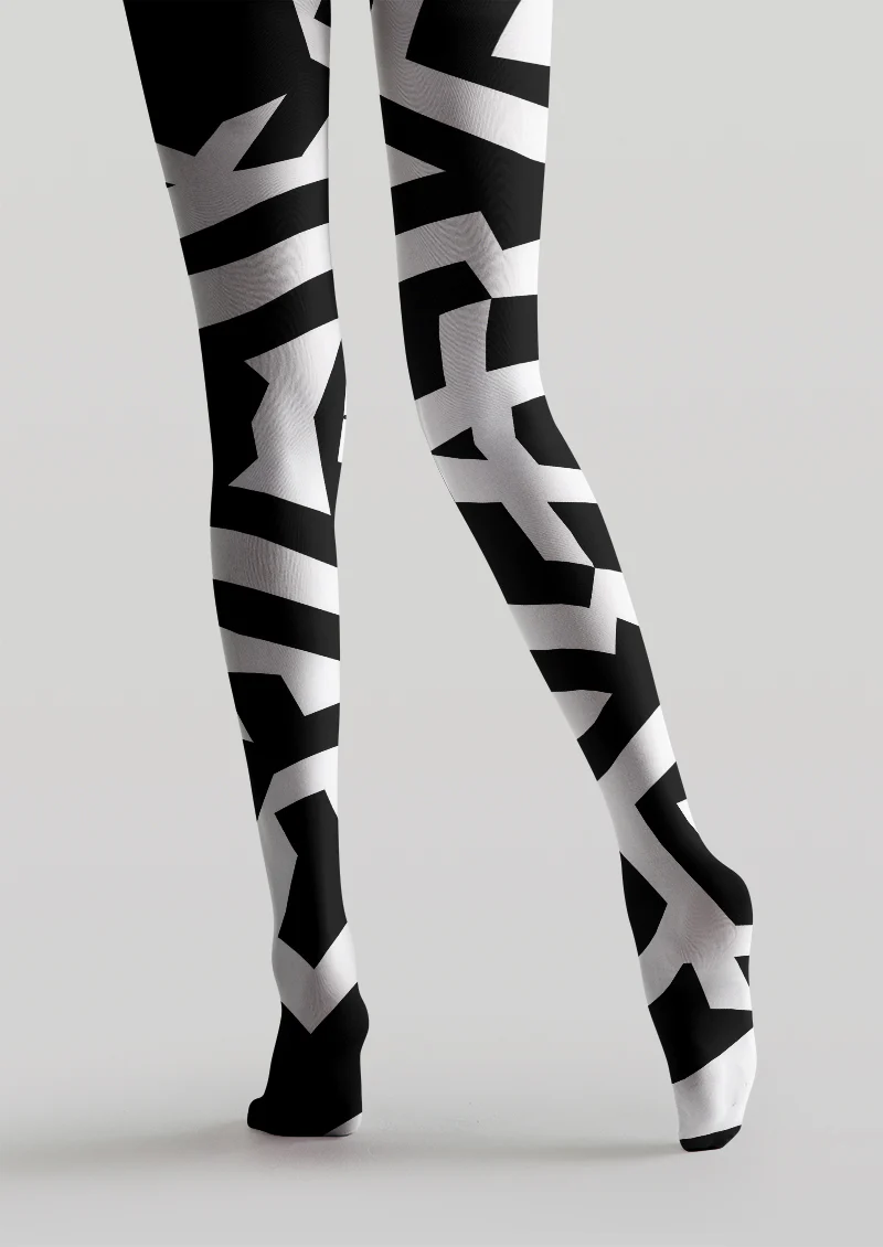 Viken plan Geometric Striped Graphic Tights Hosiery Pantyhose - Image 3