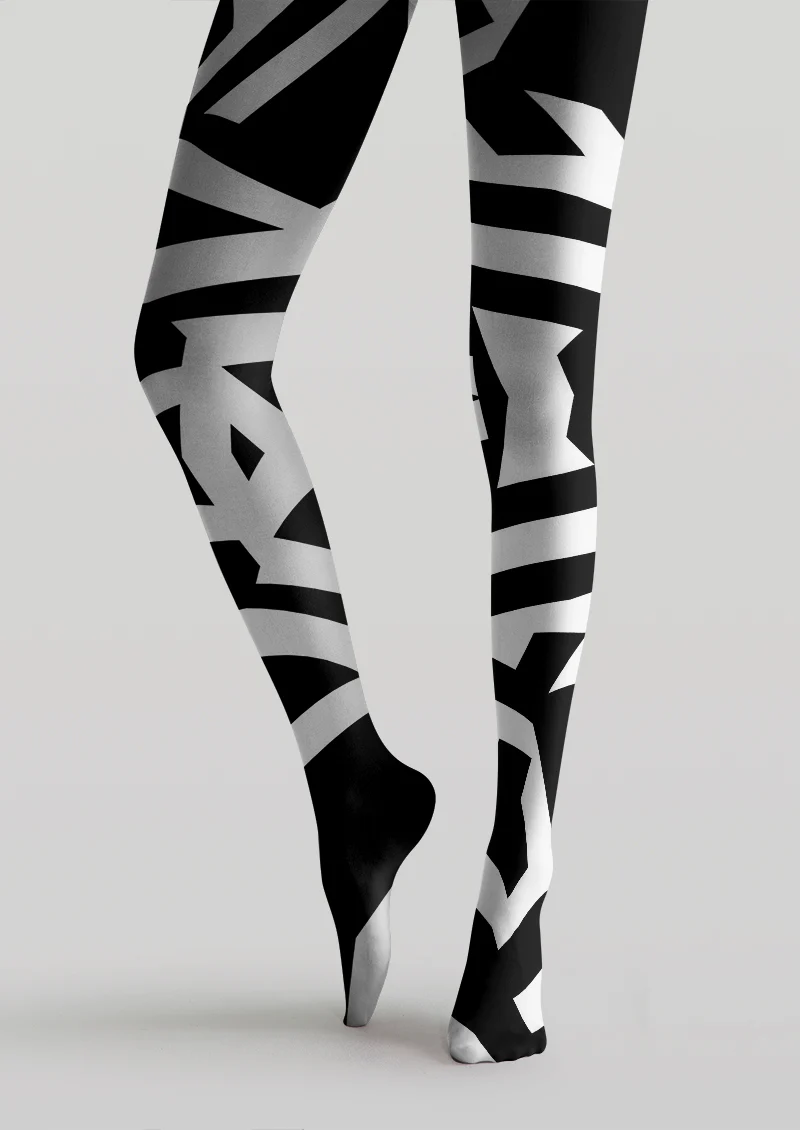 Viken plan Geometric Striped Graphic Tights Hosiery Pantyhose - Image 4