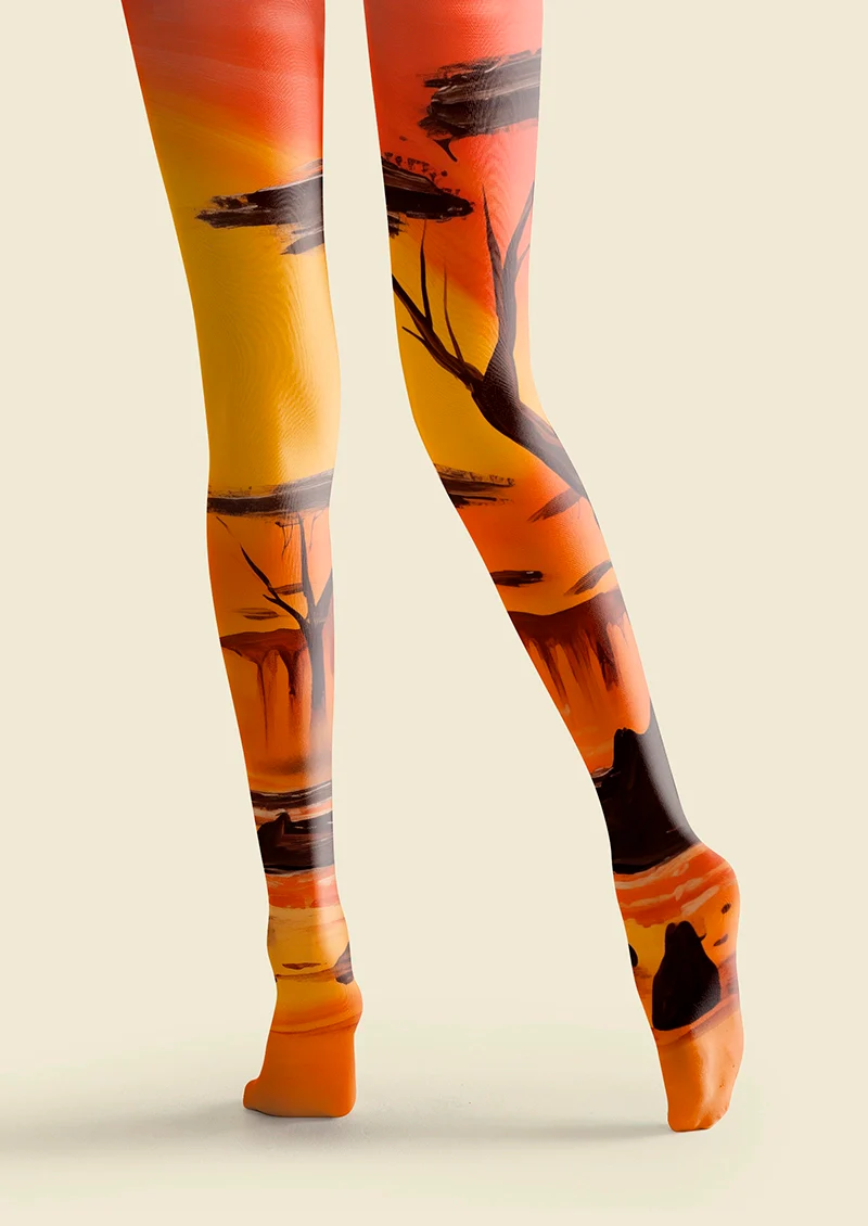 Viken Plan Giraffes at Sunset Tights Hosiery Pantyhose - Image 4