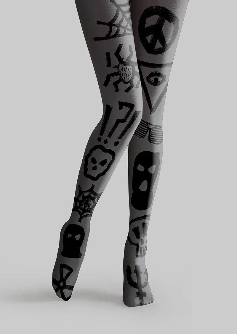 Viken Plan Graffiti Cobweb Tights Hosiery Pantyhose